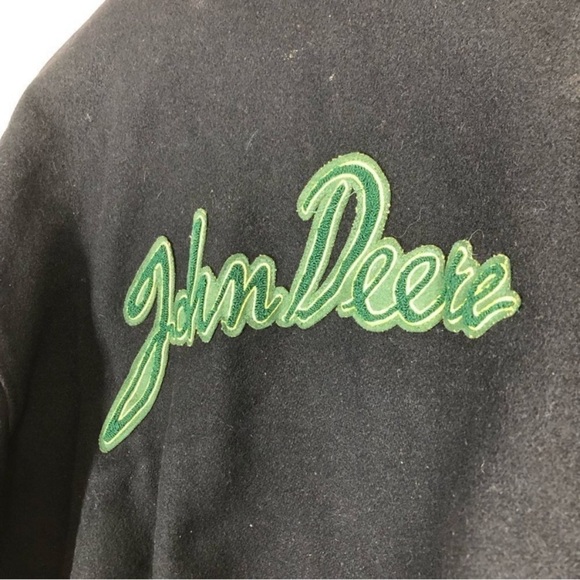 John DEERE Vintage Classic Boiled Wool and Leather Authentic Bomber Jacket XL - Picture 8 of 12